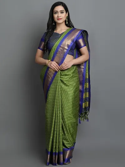 Elegant Silk Solid Saree With Blouse Piece For Women