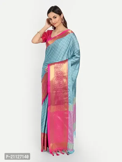 Fancy Cotton Blend Saree with Blouse Piece for Women-thumb2