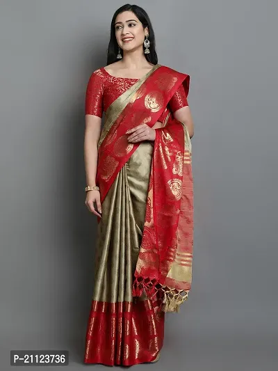 Fancy Cotton Blend Saree with Blouse Piece for Women