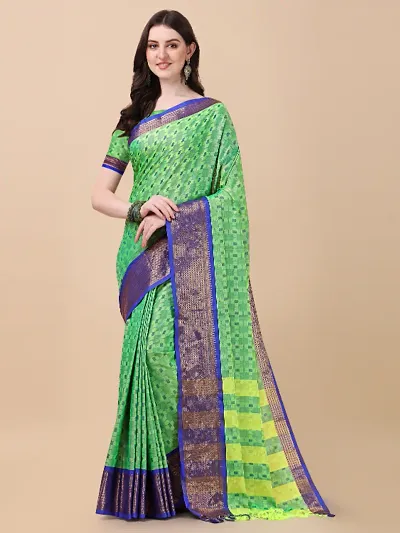 Banarasi Silk Blend Saree With Full Zari Work Saree With Blouse Piece (Design 06)