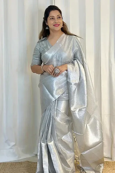 Best Selling Tissue Saree with Blouse piece 