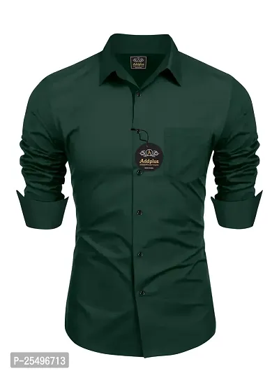 Reliable Green Cotton Solid Long Sleeve Formal Shirts For Men