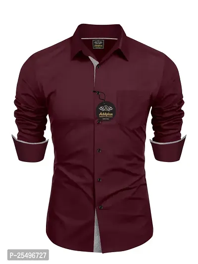 Reliable Maroon Cotton Solid Long Sleeve Formal Shirts For Men-thumb0