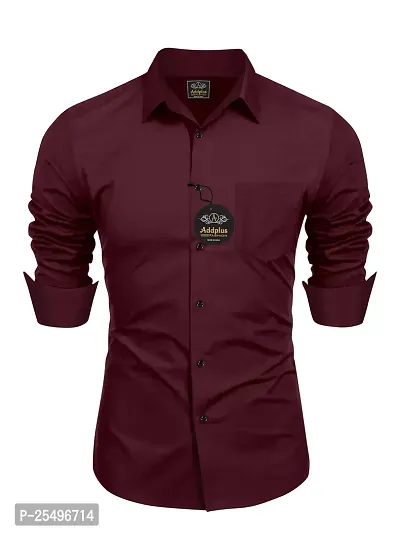 Reliable Maroon Cotton Solid Long Sleeve Formal Shirts For Men-thumb0