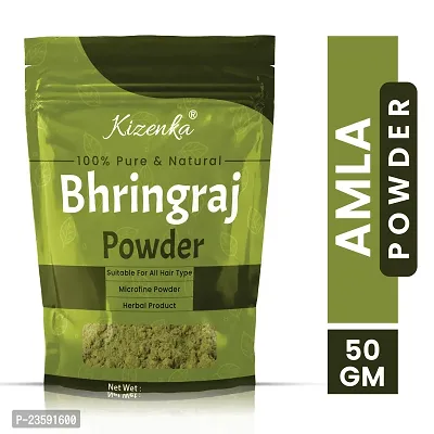 KIZENKA Natural Bhringraj Powder for hair growth and conditioning - 50g (Pack of 1)