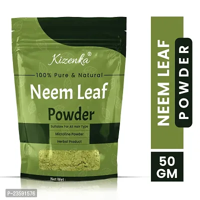 KIZENKA 100% Natural Neem Leaf Powder For Face Pack And Hair Pack -50g (Pack of 1)-thumb0
