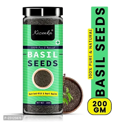 Kizenka Raw Basil Seeds, Rich in Protein  Fibre | Edible Healthy Seeds for Eating Basil Seeds  (200 gm)-thumb0