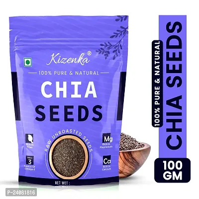 Kizenka Raw Chia Seeds for Weight Loss with Omega 3 ,Zinc and Fiber,Calcium Rich/Protein Chia Seeds(100GM)-thumb0