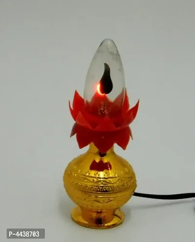 Electric LED Plastic Diya Light For Pooja/Diwali And Temple Decoration Table Diya (Height - 5 Inch)-thumb0