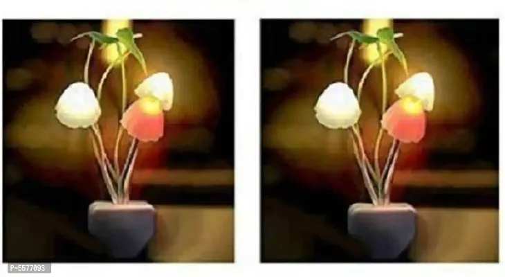 Mushroom Sensor LED Color Changing Wall Light Night Lamp Home Decoration Romantic Bedroom, 10 Cm Height, Multicolor (Pack Of 2)