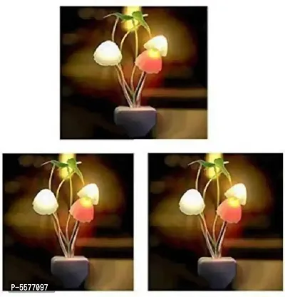 Mushroom Sensor LED Color Changing Wall Light Night Lamp Home Decoration Romantic Bedroom, 10 Cm Height, Multicolor (Pack Of 3)-thumb0