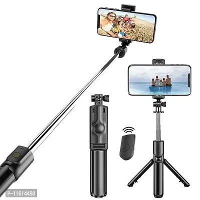 Extendable Selfie Stick, Bluetooth Selfie Stick with Tripod Stand and Detachable Wireless Bluetooth Remote, Ultra Compact Selfie Stick for Mobile and All Smart Ph-thumb0