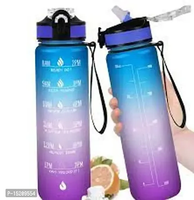 Plastic Water Bottle with Straw Motivational Water Bottle