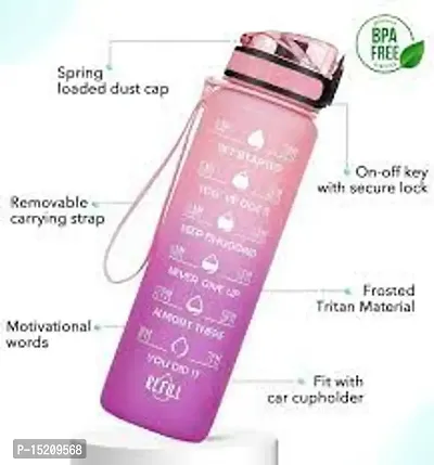 Water Bottle 1 Litre with Motivational Time Marker(multi)-thumb0