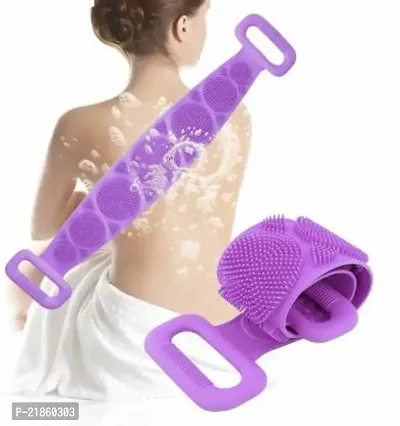 (Purple) Silicone Body Back Scrubber Bath Brush Washer For Dead Skin Removal Double pack of 1