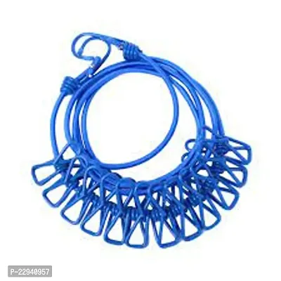 (blue)Retractable Clothes line with 12 PCS Clips for Travel Clothesline Rope pack of 1-thumb0