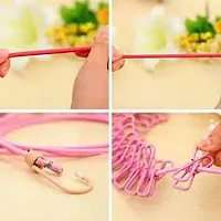 RED Portable Multi Functional Drying Rope with 12 Clips and 2 Hooks PACK OF 1-thumb1