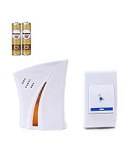 Plastic Wireless Remote Control Door Calling Bell (White)PACK OF 1-thumb3