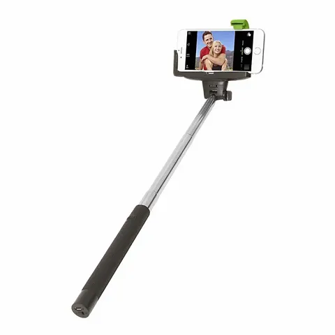 Wired Monopod Extendable Selfie Stick with AUX Wire Built-in Remote Pocket Size Selfie Stick for All Phones.