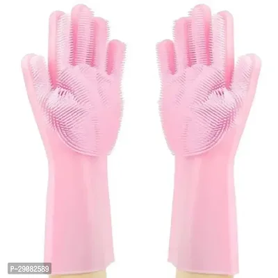 Magic Silicone Dish Washing Gloves Pack of 1 Assorted-thumb0