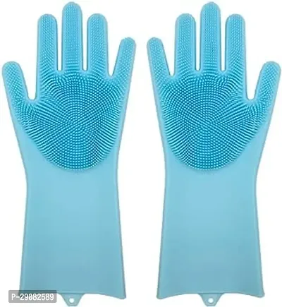 Magic Silicone Dish Washing Gloves Pack of 1 Assorted-thumb3