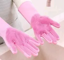 Magic Silicone Dish Washing Gloves Pack of 1 Assorted-thumb1