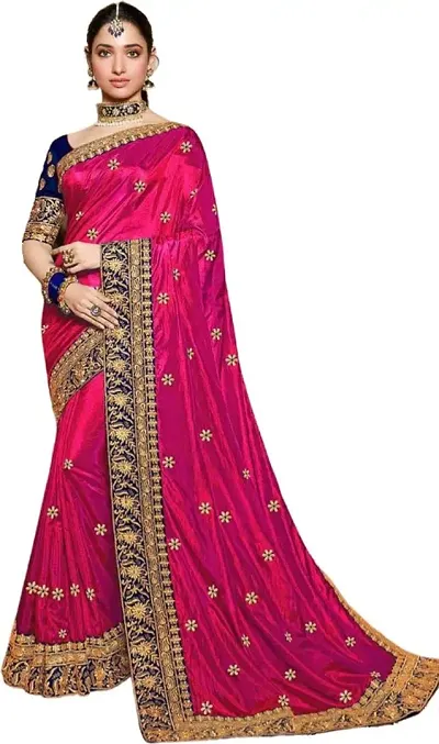 Stylish Embroidered Saree with Blouse piece for Women