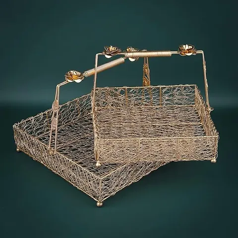 Multipurpose Fancy Hamper Basket With Hadles, Set Of 2