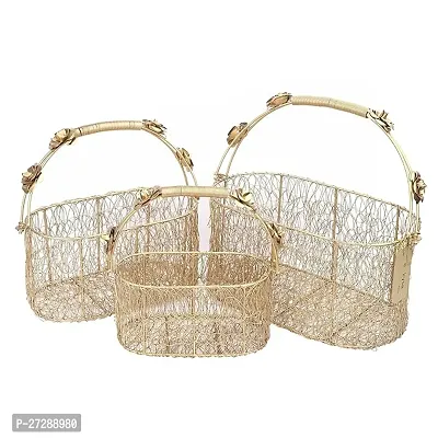 Multipurpose Fancy Hamper Basket With Hadles, Set Of 3-thumb0