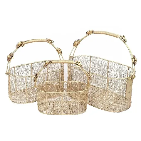 Multipurpose Fancy Hamper Basket With Hadles, Set Of 3