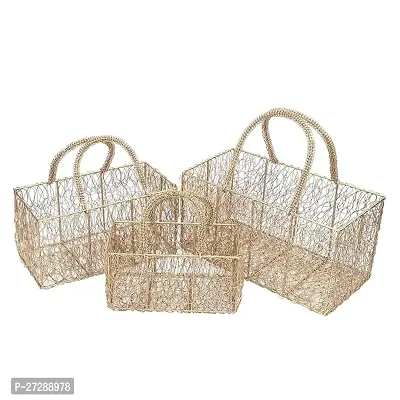 Multipurpose Fancy Hamper Basket With Hadles, Set Of 3-thumb0