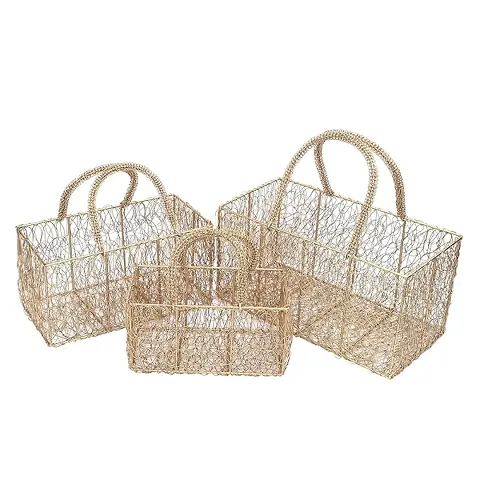 Multipurpose Fancy Hamper Basket With Hadles, Set Of 3
