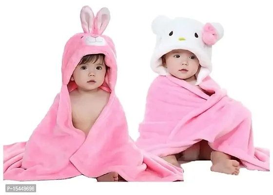 First Kick Fleece Baby Blankets Newborn Combo Pack of Super Soft Bathrobe Baby Wrapper Cum Baby Bath Towel For Baby Boys, Baby Girls, Babies (80Cm X 80Cm, 0-6 Months) Pack of 2, Lightweight, Silver