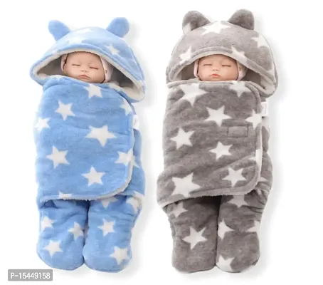 BRANDONN Baby Blankets New Born Combo Pack of Baby Wearable Wrapper Baby Sleeping Bag for Baby Boys, Baby Girls, Babies (70cm x 30cm, 0-6 Months)-thumb0