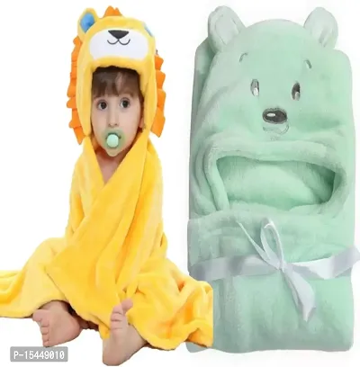 BRANDONN Baby Bath Towel New Born Combo Pack of Funny Hood Wrapper Cum Blanket for Baby Boys and Baby Girls Pack of 2