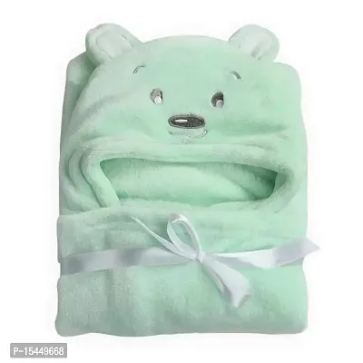 BRANDONN Baby Ultrasoft Flannel Cotton Animal Hooded Wrapper, XL (C-Green Cute Dog)