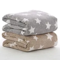 BRANDONN Fleece New Born All Season Ultrasoft Single Baby Blanket for Babies (Beige/Grey, Pack of 2, reversible)-thumb1