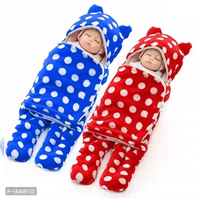 First Kick New Born Sleeping Bag Combo Pack of Super Soft Wearable Baby Wrapper Cum Baby Sleeping Bag for Baby Boys, Baby Girls, Babies (76cm x 70cm, 0-6 Months) Pack of 2-thumb0