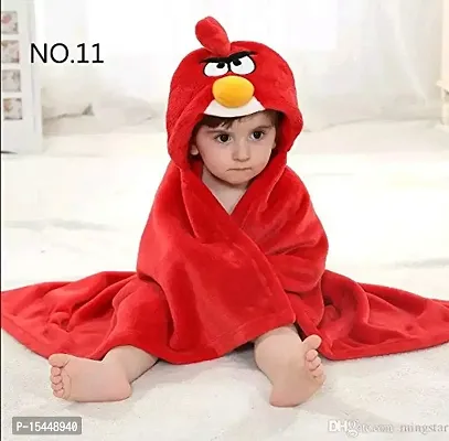 BRANDONN Ultra Soft Organic Premium Bathrobe Cum Bath Gown For Babies Cum Baby Bath Towel(Red Angry Bird)-thumb3