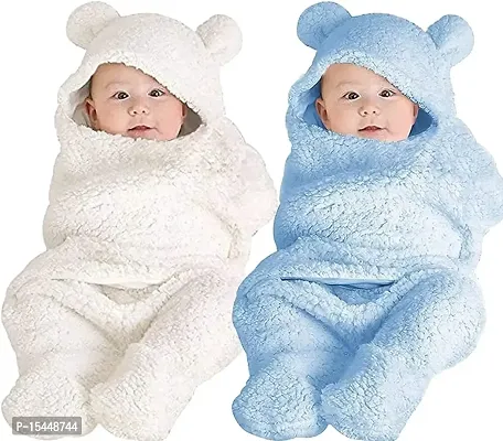 BRANDONN Baby Sleeping Bag Newborn Combo Pack of Wearable Wrapper Cum Baby Blanket for Baby Boys and Baby Girls-thumb0