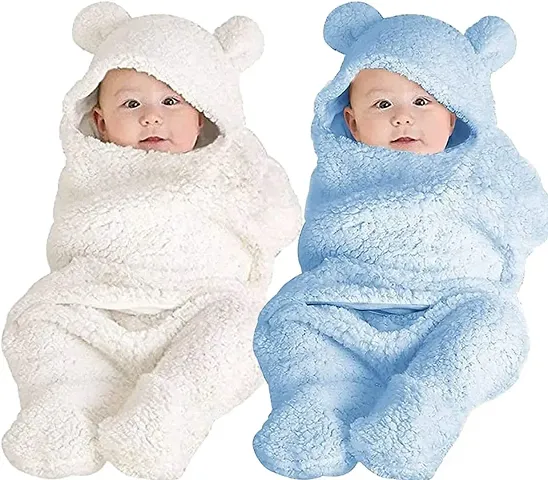 BRANDONN Baby Sleeping Bag Newborn Combo Pack of Wearable Wrapper Cum Baby Blanket for Baby Boys and Baby Girls