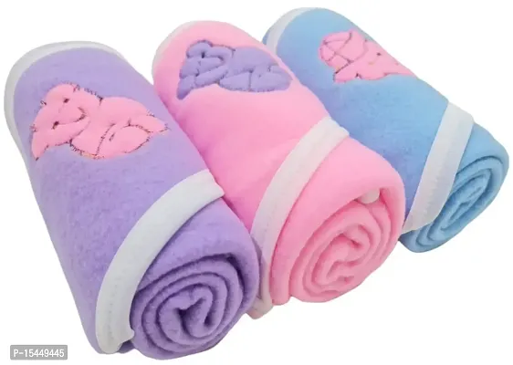 First Kick Baby Blankets New Born Pack of Hooded Wrappers Cum Wrap Towel Pack of 3 (Fleece  Polyester, skin friendly, Pink, Blue, Purple)-thumb0