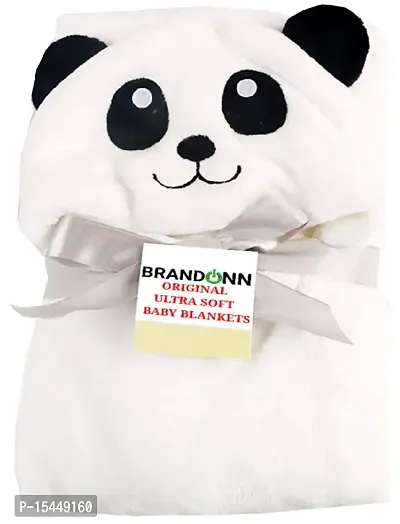 BRANDONN Fashions for Newborn Hooded Designer Ultrasoft Baby Blanket for Babies Cum Baby Bath Towel (White Panda)-thumb2