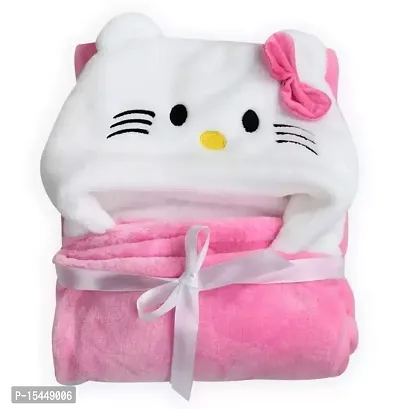 BRANDONN All Season Hooded Luxury Soft Wrapper Cum Towel Cum Baby Blanket for Babies-thumb0