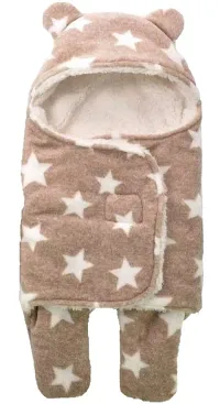 BRANDONN Baby Blankets New Born Combo Pack of Super Soft Baby Wrapper Baby Sleeping Bag for Baby Boys, Baby Girls, Babies (76cm x 70cm, 0-6 Months, skin friendly, Fleece, Stars grey, beige)-thumb3