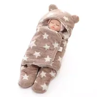 BRANDONN Baby Blankets New Born Combo Pack of Hooded Wrapper Sleeping Bag and Baby Bath Towel for 0-6 Months Baby Boys and Baby Girls Pack of 2-thumb3