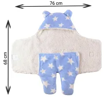 BRANDONN Baby Blankets New Born Combo Pack of Super Soft Baby Wrapper Baby Sleeping Bag for Baby Boys, Baby Girls, Babies (76cm x 70cm, 0-6 Months, Fleece, skin friendly, Stars blue, pink)-thumb2