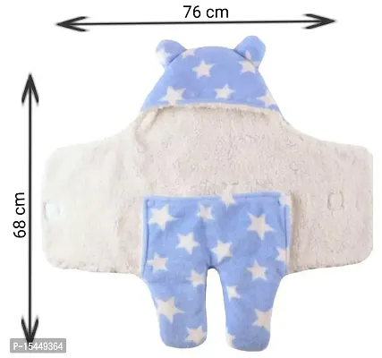BRANDONN Baby Blankets New Born Combo Pack of Super Soft Baby Wrapper Baby Sleeping Bag for Baby Boys, Baby Girls, Babies (76cm x 70cm, 0-6 Months, Fleece, skin friendly, Stars blue, pink)-thumb3