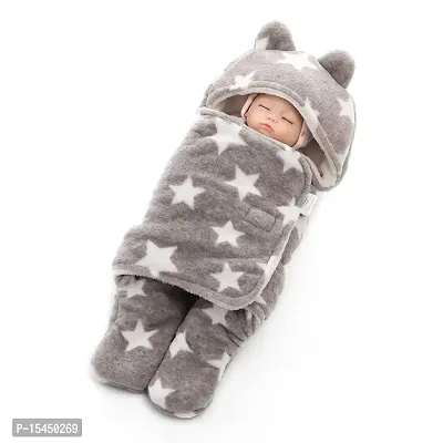 BRANDONN New Born Baby Single Blanket Swaddle Wrapper Blanket for Babies Cum Baby Sleeping Bag(Grey, Pack of 1, Flannel, skin friendly)