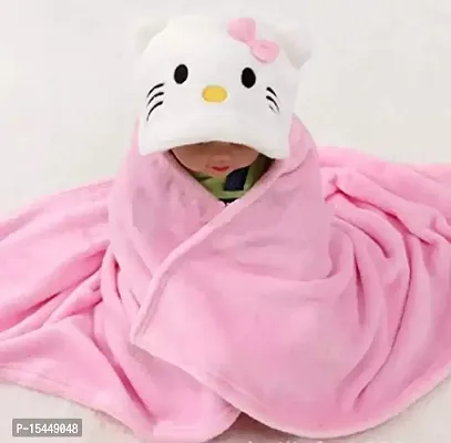 BRANDONN Ultra Soft Pink-White Contrast Hooded Premium Baby Blanket Cum Bathrobe for Babies-thumb4